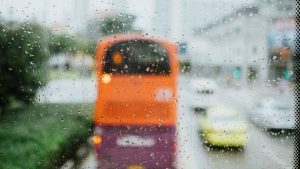 Rainy day in bus cross island